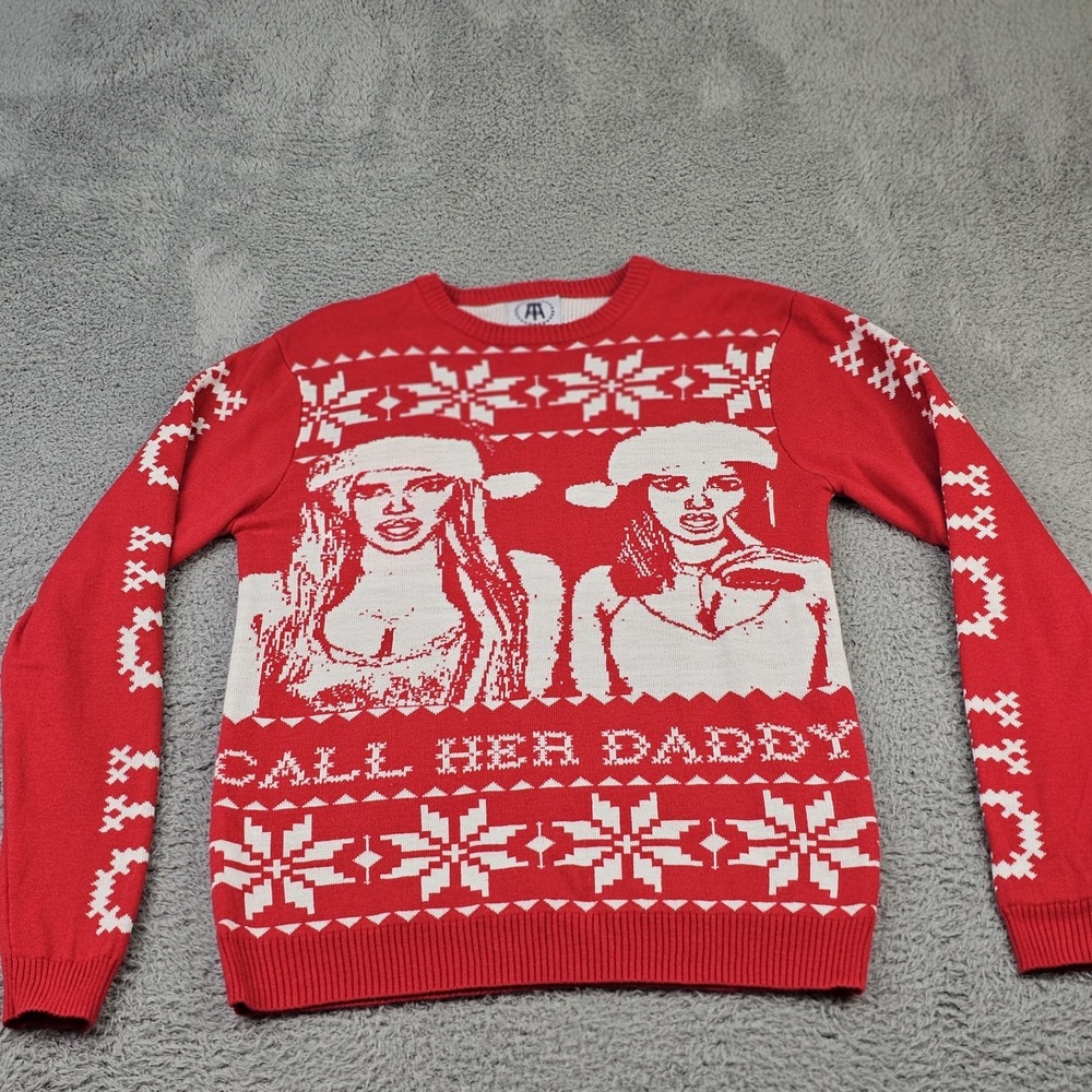 BarStool Sports Ugly‎ Sweater Mens Small Red Call Her Daddy Christmas Holiday